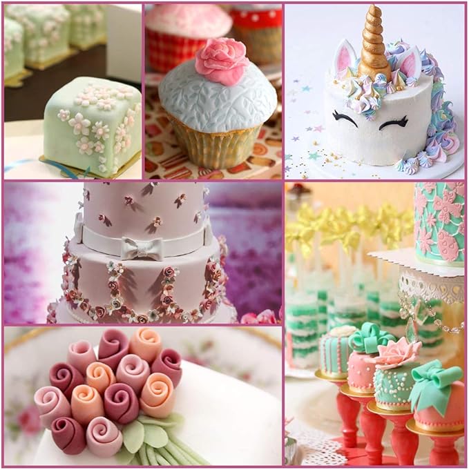 Soleebee 114 Pcs Cake Decorating Tools Fondant Cake Baking Decorating Sugar Craft Icing Tools Plunger Cutters Snowflake Rose Flower Moulds Set Letter Cookie Cutters Rolling Pin Equipment Accessories