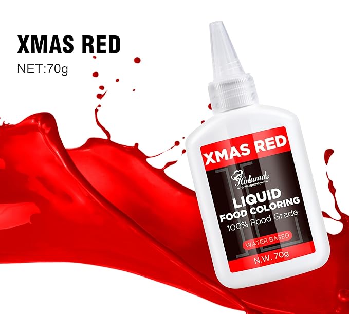 Liquid Food Coloring (Xmas Red), 70g × 3 Bottles Food-Grade Concentrated Flavorless Food Coloring Set, Vibrant Dye Ideal for Baking Cookies, Cake Decorating, Icing, Fondant, Easter Eggs, DIY Projects