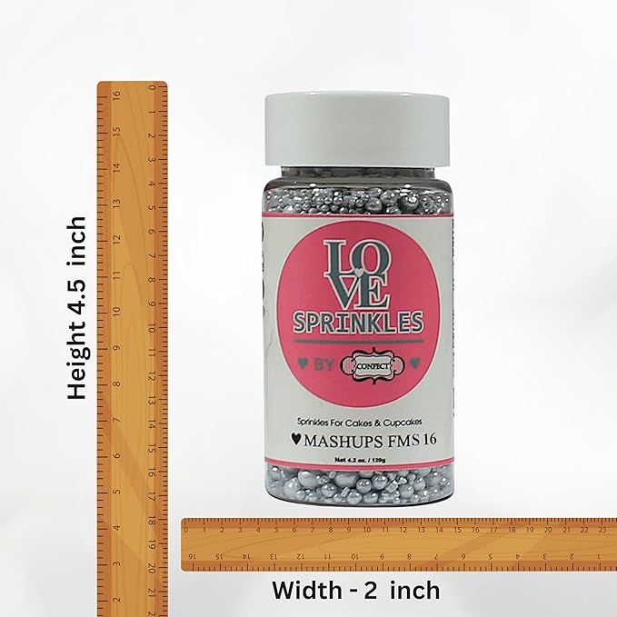 Confect Mix Shimmering Silver Pearls & Jimmies Christmas Sprinkles | Birthday, Metallic Sprinkle | Edible Sprinkles for Cakes & Cupcakes Decoration | Vegan, Gluten-Free, Soy-Free, Dairy-Free, Palm Oil-Free- 4.2 Oz