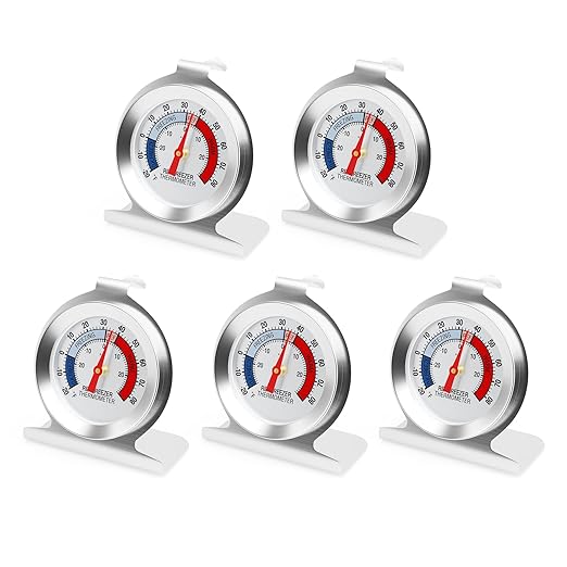 5PCS Refrigerator Thermometer, 2" Large Dial, -20~80°F/-30~30°C, with Red IndicatorAnalog Thermometer, for Refrigerators, Freezers, and Other Cold Storage Equipment
