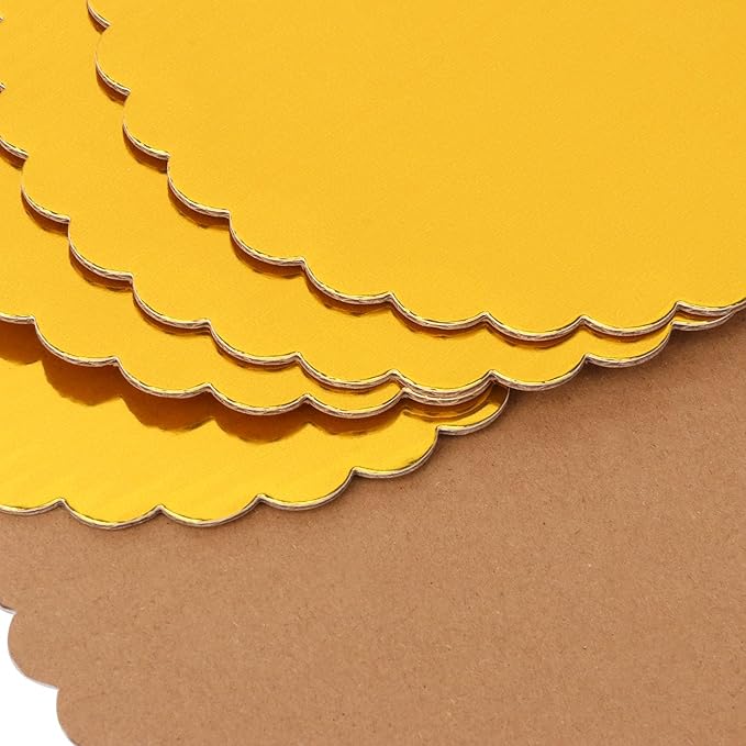 130 Pack 6 Inch Gold Cake Boards, Rounds Cake Cardboard, Flower Edge Cake Base, Disposable Round Cake Board for Wedding, Party, Anniversaries, Birthday Decor