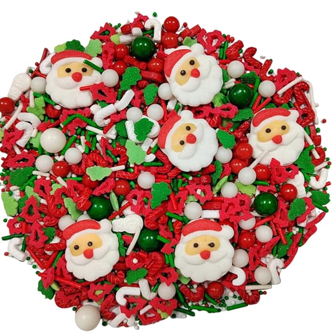 Homankit Christmas Sprinkles for Cake Decorating Edible Santa Claus Candy Sprinkle Mix Cake Cupcake Toppers Cookie Dessert Decorations with 6 Pieces Santa Claus