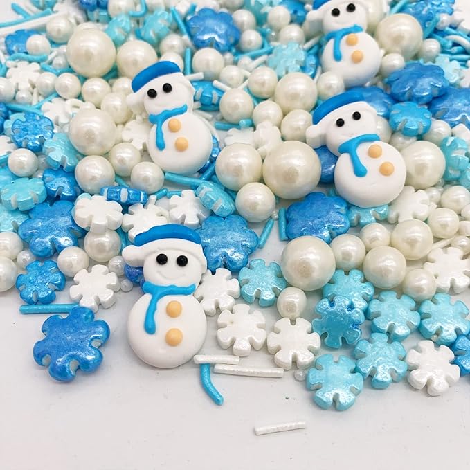 GEORLD Eyeballs Candy Sprinkles Eyes Cake Cupcake Toppers Halloween Cookie Dessert Sprinkles Decorations (snowman&snowflakes)