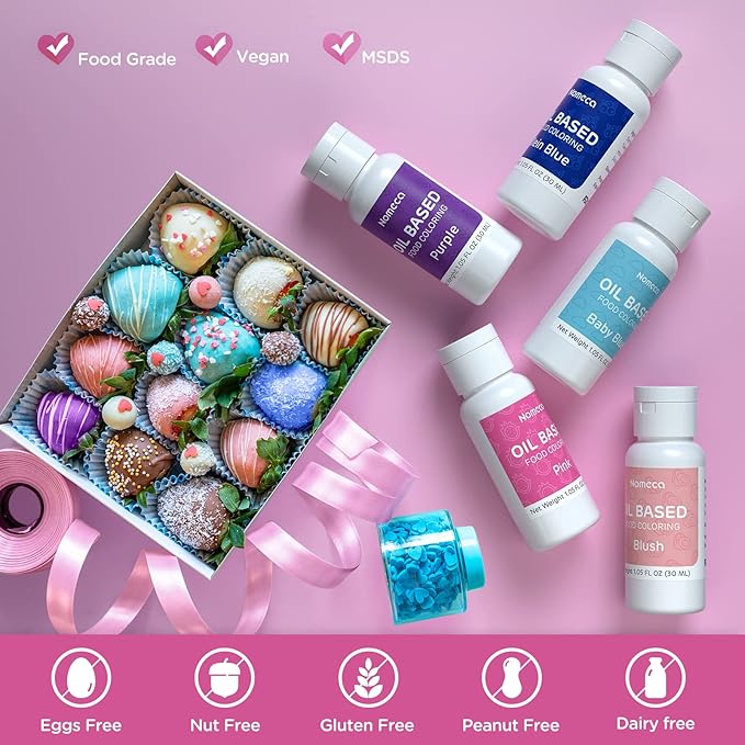 Oil Based Food Coloring for Chocolate - 30 Milliliters Upgraded Pink Oil Food Color for Baking Cake Decorating, Edible Food Dye for Candy Melts Cookies Easter Egg Icing Fondant Meringues