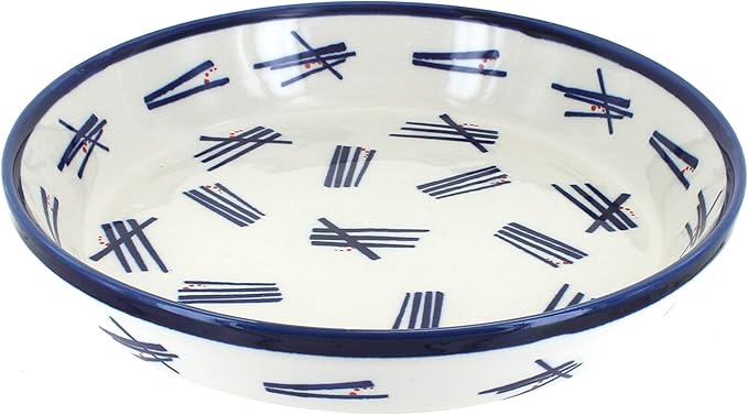 Blue Rose Polish Pottery - Blue Zoe Pie Plate - 9.75" Diameter - Ceramic Baking Dish, For Pies, Quiches & Desserts