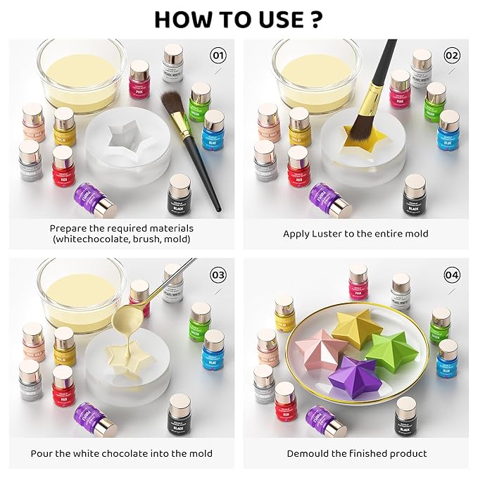 Luster Dust Edible - 15 Grams Food Grade Cake Dust Shimmer Powdered, Cherrysea Powder Luster Dust Food Coloring for Cocktails, Christmas Cookie Decorations, Cake, Drinks, Fondant, Candy - 15g/Bottle (7-Gold)
