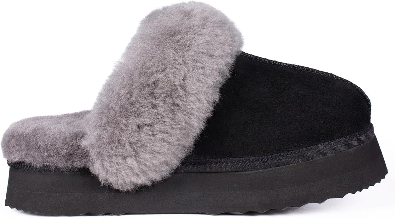 Parfeying Women's Sheepskin House Slippers Indoor Outdoor Shearling Shoes for Women