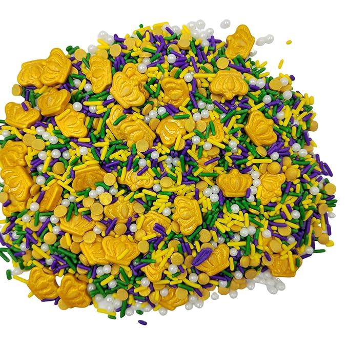 Mardi Gras Sprinkles Edible Purple, Green and Gold Sprinkles Mix for Mardi Gras King Cake Cookies Cupcake Decoration