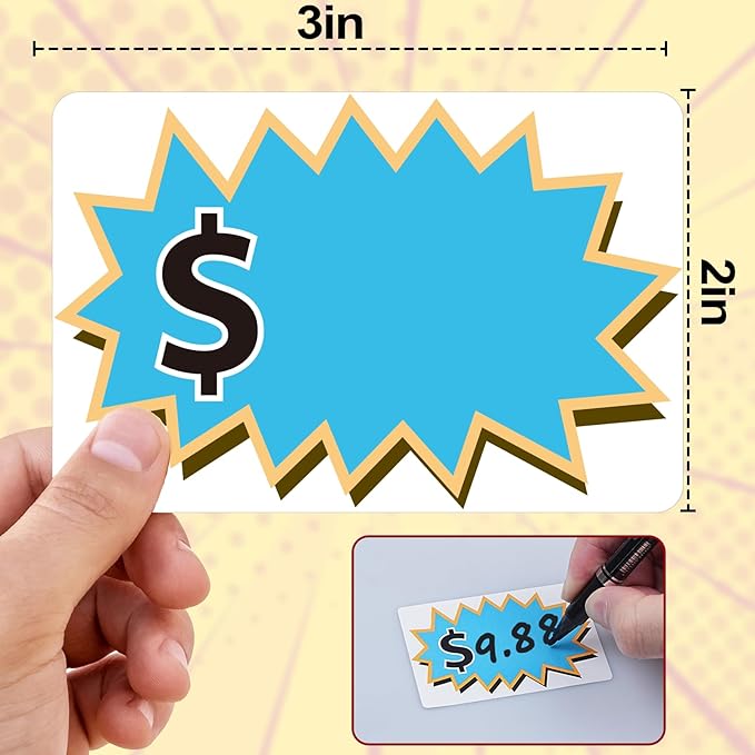 300 Pcs Garage Sale Stickers, (2"x3") Removable Adhesive Price tag Stickers for Yard Sale, Price Labels for Retail, Annual Community, Flea Market (Blue)