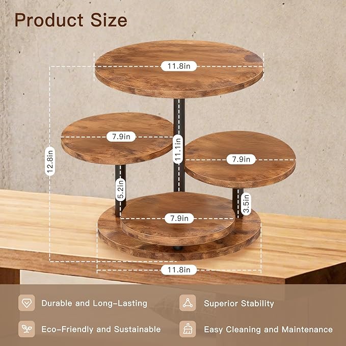Cupcake Stand 4 Tier Cupcake Tower Stand for 50 Cupcakes,360° Rotating Wood Cake Stand, Wedding Cake Stands, Cupcake Stands for Party, Cup Cake Tower Stand for Birthday Anniversary Party Decoration