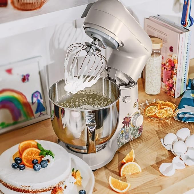 Beautiful 5.3QT Stand Mixer, 300W, 12 Speeds, Tilt-Head, Dishwasher-Safe, Splash Shield, Stainless Steel Bowl, Premium Matte Finish, for Baking & Cooking (Wildflower Porcini Taupe)
