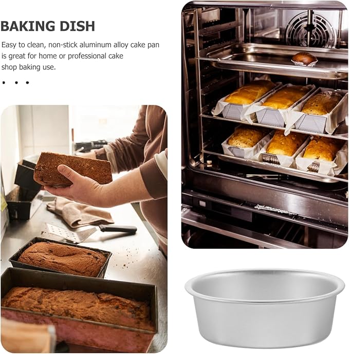 PRETYZOOM 4Pcs Oval Aluminum Alloy Cake Mold 4 Inch Nonstick Mini Baking Pans for Cheesecake Quiche Flan Bread Oven Use
