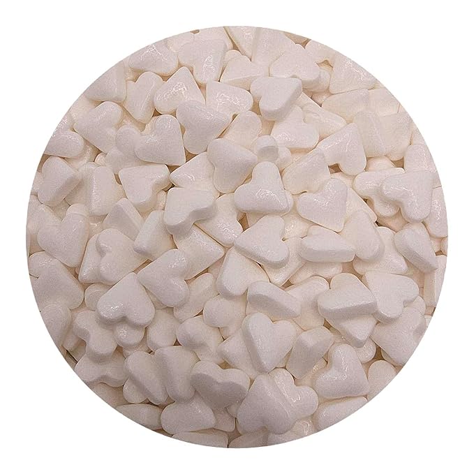 NCS White Heart Edible Candy Sprinkles, 8 ounces
