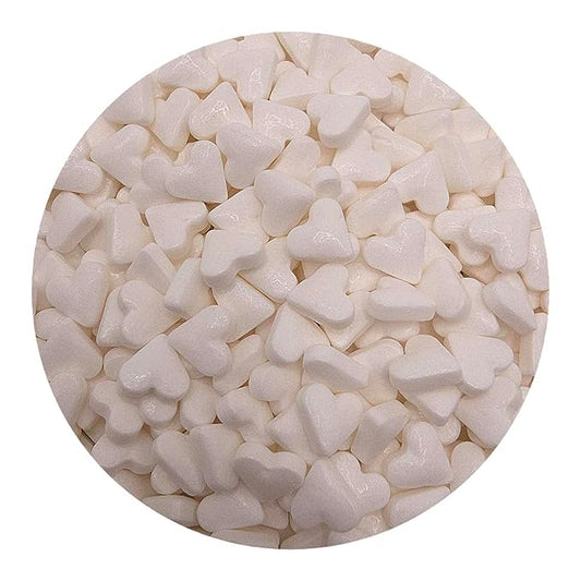 NCS White Heart Edible Candy Sprinkles, 8 ounces
