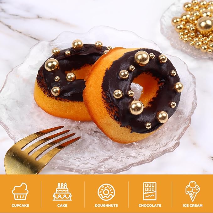 Cobakey Bright Gold Sprinkles for Cake Decorations 3.52 ounce Gold Metallic Pearl Sugar Sprinkles for Cupcake Toppers Wedding Party Valentines Halloween Christmas Supplies