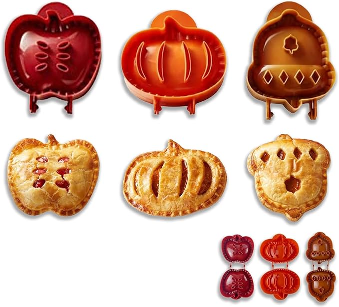 Christmas & Thanksgiving Pie Molds Set, Festive Shaped Pie Press Cutters for Mini Pies, Hand Pies, Empanadas – Non-Stick Baking Tools for Holiday Baking & Gifting (B 3PC)