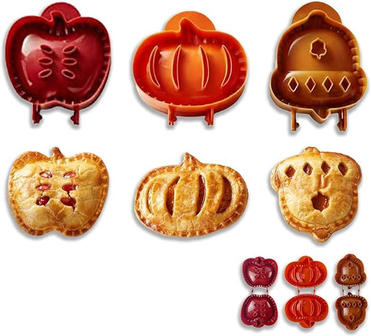 Christmas & Thanksgiving Pie Molds Set, Festive Shaped Pie Press Cutters for Mini Pies, Hand Pies, Empanadas – Non-Stick Baking Tools for Holiday Baking & Gifting (B 3PC)