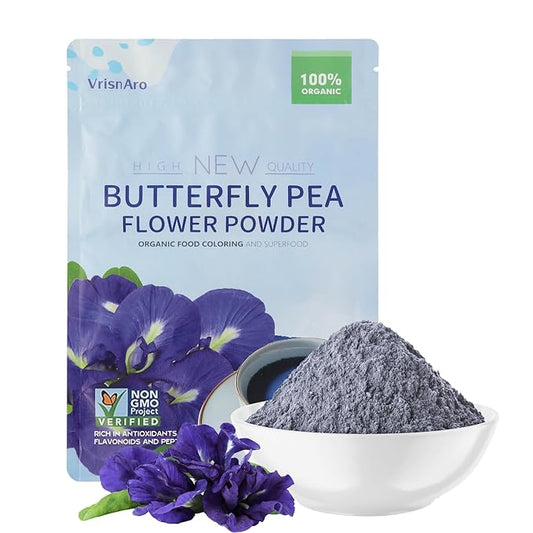 Organic Butterfly Pea Flower Powder - 1.76oz | Natural Blue & Purple Food Coloring | Great for Drinks, Baking & Smoothies | Rich in Antioxidants | Caffeine-Free | Vegan & Gluten-Free