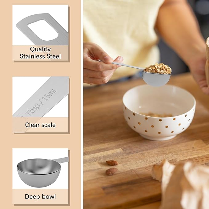 2PCS 1tbsp (3tsp, 15ml, 1/2oz) Single Measuring Spoon, Stainless Steel Individual Teaspoons Only