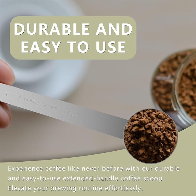 2PCS 2 Teaspoon Coffee Scoop, 9.1" Long Handle Measuring Spoon, 2tsp (10 ml) Stainless Steel Scooper