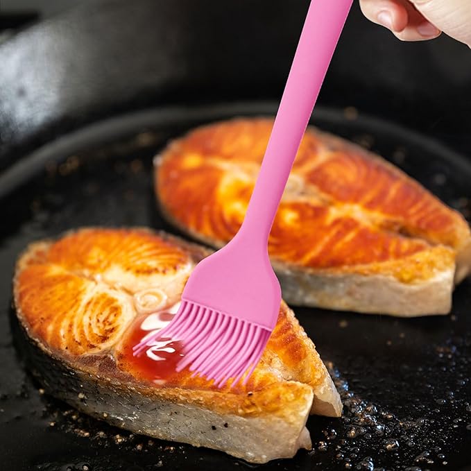 8 pieces basting brush for grilling,pastry brush,bbq basting brush,basting brush,rubber brush for cooking,basting brush for cooking,silicone bbq brush,barbecue sauce brush (pink)