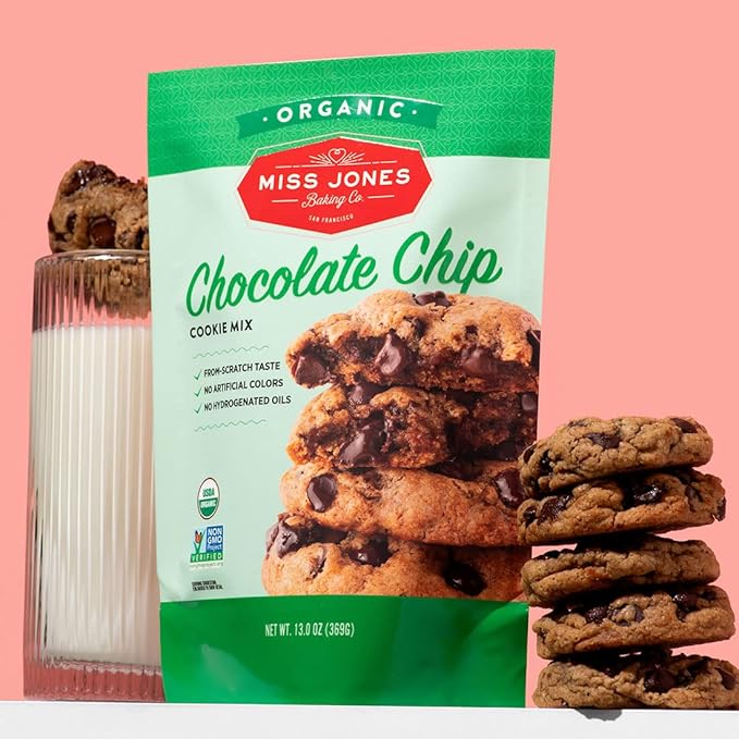 Miss Jones Baking Organic Cookie Mix, Non-GMO, Vegan-Friendly, Packed with Morsels: Chocolate Chip (Pack of 3)