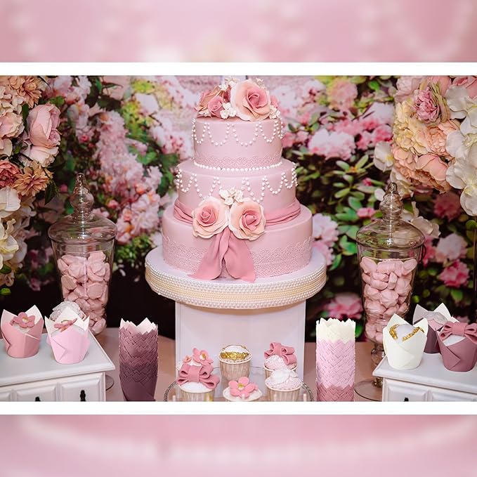 Havawish 500 Pcs Standard Size Gradient Pink Tulip Cupcake Liners, Party Baking Liners Greaseproof Cupcake Wrappers Muffin Liner Baking Cups for Wedding Birthday Baby Shower Holiday Party