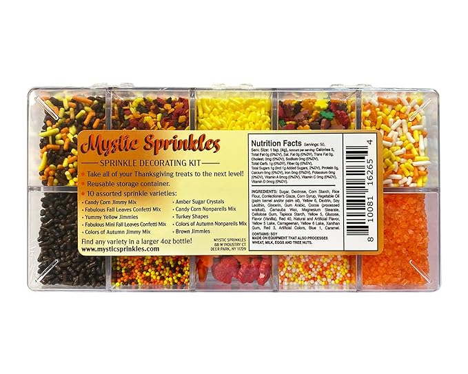 Mystic Sprinkles Autumn/Harvest/Thanksgiving Sprinkle decorating Kits (Thankful For Thanksgiving Sprinkle Decorating Kit 7.1oz)