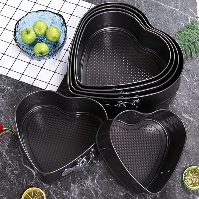 1 Piece Heart Springform Cake Tin, Pudding Pan, Cake Tins for Baking Non Stick, Bake Tin for Cake, Square Baking Pans for Cakes, PFOA free, Robust 1 mm Carbon Steel, 19 cm