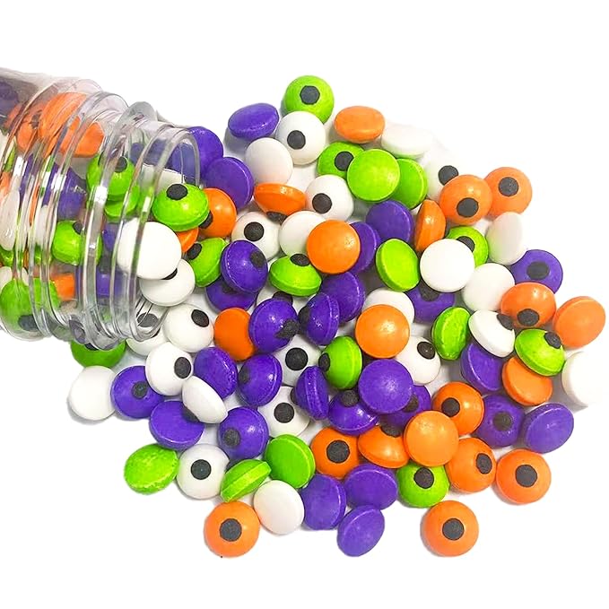 PhilaeEC Color Candy Eye Eyeball Sprinkle Halloween Edible for Cake Decoration Small 1CM Eyes Candy Baking Cookie Cupcake Toppers Decoration Halloween Christmas Valentines Supplies