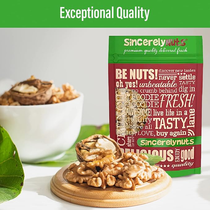 Sincerely Nuts Raw Shelled Walnuts (1lb bag) | No Shell Walnut Halves and Pieces | Easy to Eat & Cook Right Out of the Bag | Kosher & Gluten Free Superfood | Plant Based Fiber & Healthy Fats