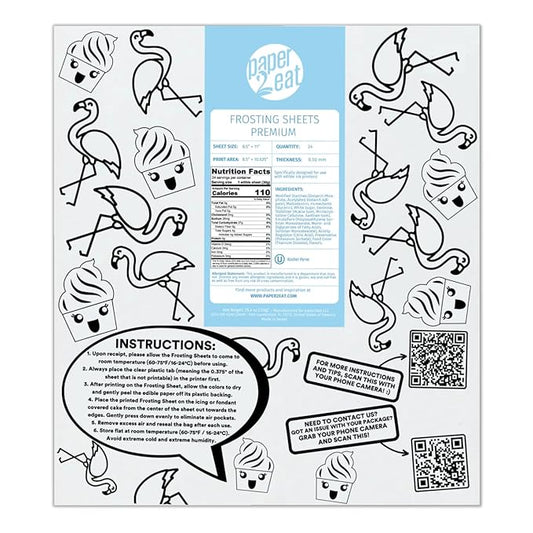 paper2eat Frosting Sheets Premium 8.5“ x 11“ – 24 count – White Edible Icing Sheets - Kosher Certified