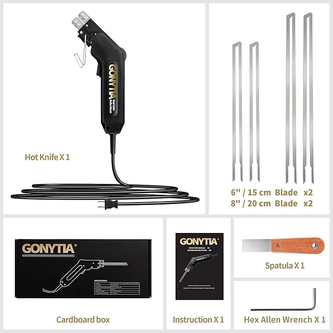 Hot Knife Foam Cutter, Innovative Pro Styrofoam Cutting Tool Kit with Foldable Safety Stand, Electric 200W Hot Knife with 4 Blades for PP, EPS, XPS, EVA, EPE, PU, KT Board, Sponge (KD-5)