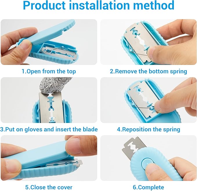 UFO Non-Slip Bread Lame - Professional Dough Scoring Tool with 5 Razor Blades, Sourdough Scorer Kit for Artisan Bread Baking,Including User Manual (Ripple Blue)