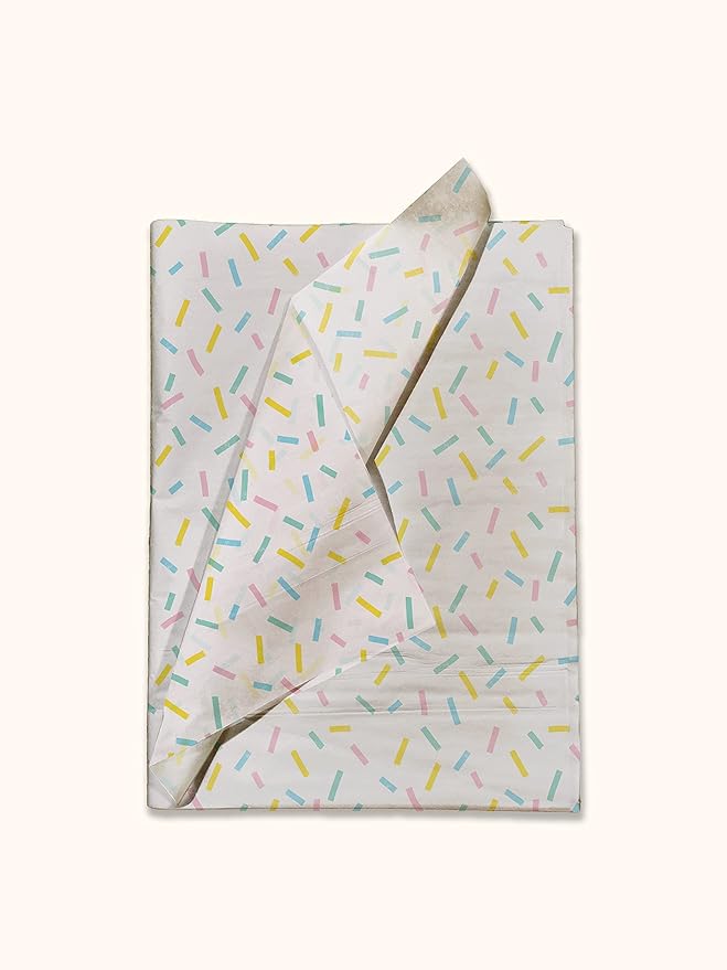 Confetti Birthday Printed Tissue Paper for Gift Bags or Boxes and Wrapping - Bulk Decorative Art Tissue Paper for Packaging and Gifting | 24 Sheets 20" x 30"