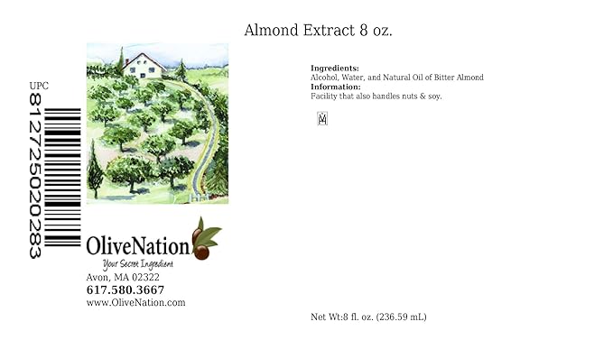 Almond Extract - Non-GMO - Kosher - Gluten Free - Vegan - 8 ounces