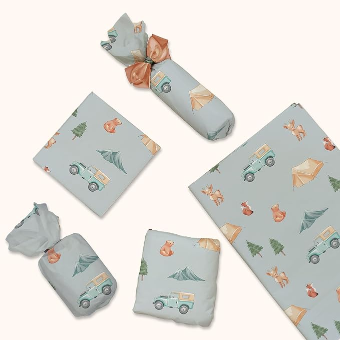Pro Supply Global Camping Printed Tissue Paper for Gift Bags or Boxes and Wrapping - Baby Shower Bulk Decorative Art Tissue Paper for Packaging and Gifting | 24 Sheets 20" x 30"