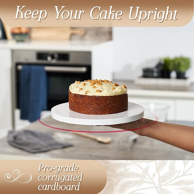 Cakebon Cake Boards - Sturdy 1/2 Thick Drums - 10 Inch Professional Smooth Straight Edges White 6-Pack