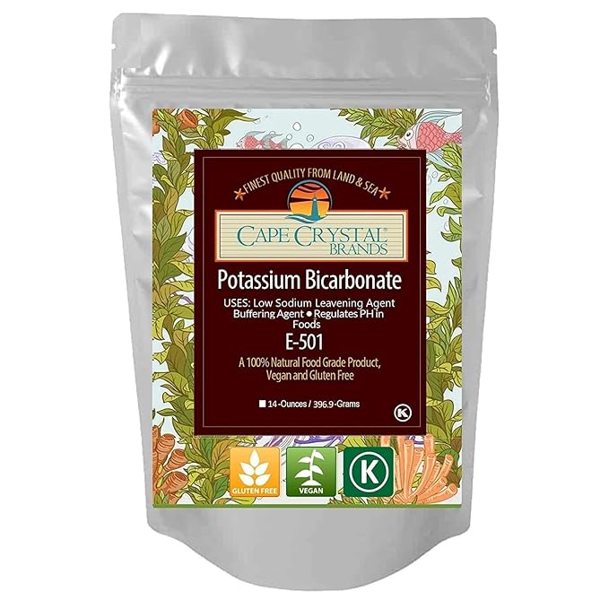 Potassium Bicarbonate 14-oz USP Food Grade Crystalline Powder - Baking Soda Substitute – Good Salt Alternative - Gluten Free, Non-GMO, Kosher Certified