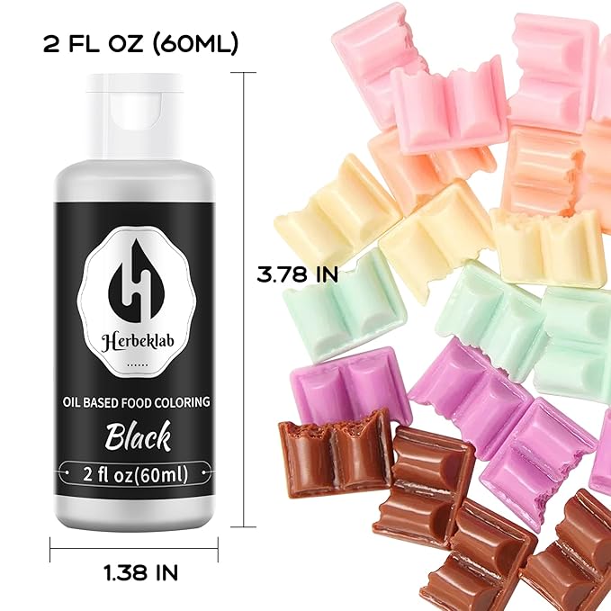 Black Oil Based Food Coloring – 2 fl oz Professional Grade Concentrated Oil Food Dye for Melting Chocolate, Candy Melts, Cake Pops, Strawberries & Baking