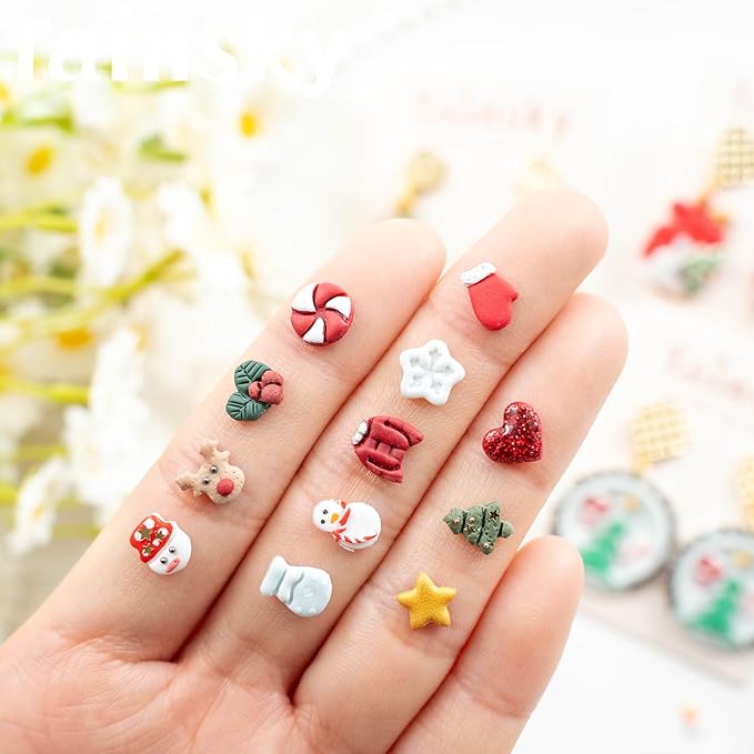Mirco Christmas Polymer Clay Cutters, 9 Shapes Winter Clay Cutters for Earrings Making Clay Jewelry