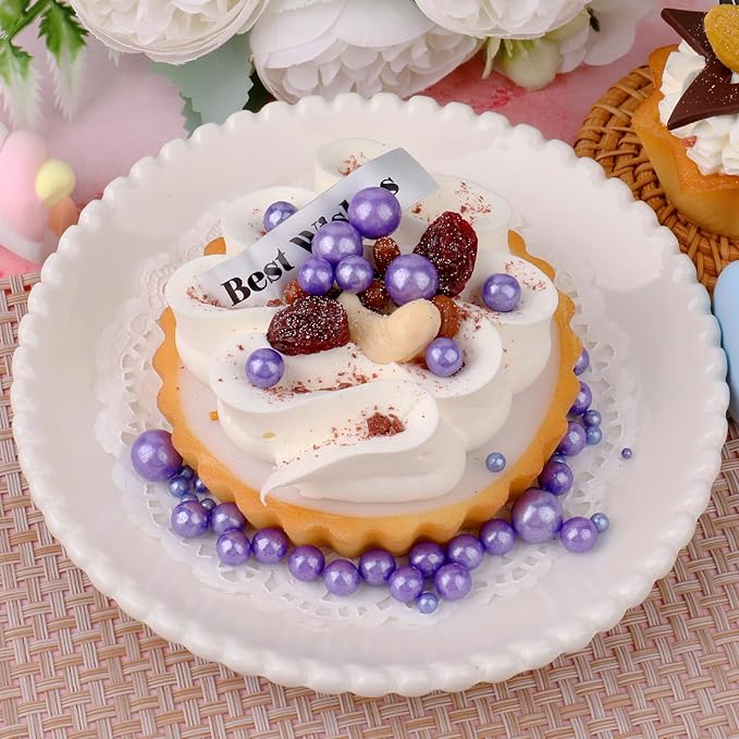 Purple Pearl Sprinkle for Cake Decorating, 4 Sizes Sugar 130g/4.6oz, Cupcake, Ice Cream, Donuts, Macaron Toppings Supplies (2mm, 4mm, 7mm, 1cm)