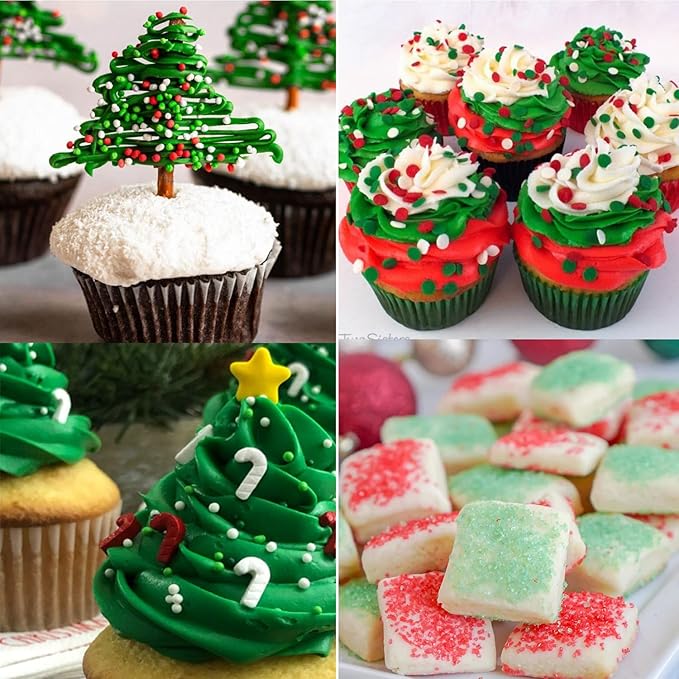 Christmas Sprinkles for Cake Decorating Edible Red and Green Sprinkle Mix Jimmies Sanding Sugar Cake Sprinkles for Baking Cupcake Cookies Ice Cream Topper Xmas Party 6.35 ounces