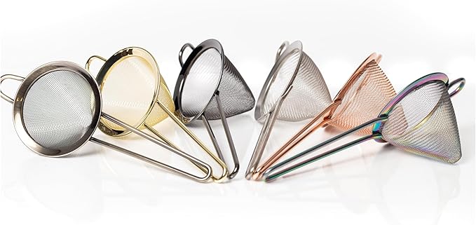 Bull in China Fine Mesh Strainer with Handle - Antique Brass Finish | Bar Hand Strainer | Wire Mesh Cocktail Strainer | Strainer for Bartending