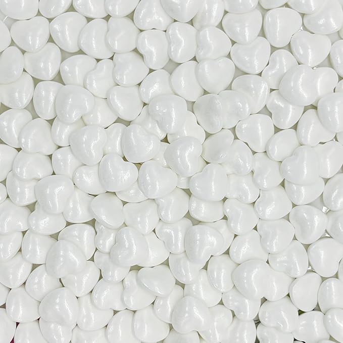 Dynastang White Heart Sprinkles Edible Heart Cake Decorating Heart Cake Decorations Cupcake Toppers Cookie Decorating Perfect for Cakes, Cupcakes, Desserts Toppings 3OZ
