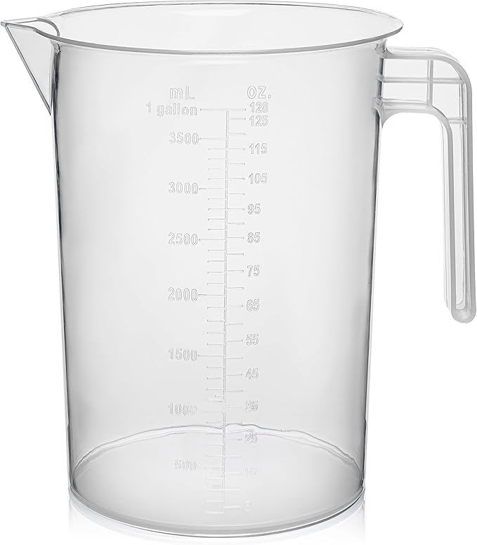 1 Gallon Measuring Pitcher | 3.785 Liter Shatterproof Plastic Large Graduated Mixing Pitchers, 1 Gallon (128 Fl Oz)