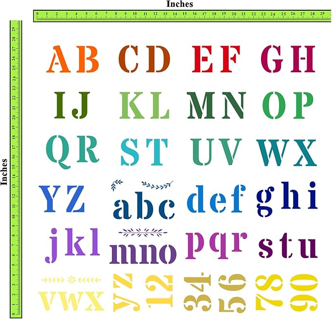 CrafTreat 24 Pcs Bold Font Calligraphy Stencils (4.5x7 Inch Each), Letter & Number Stencils for Wood, Fabric, Glass & Paper, DIY Crafts & Personalization