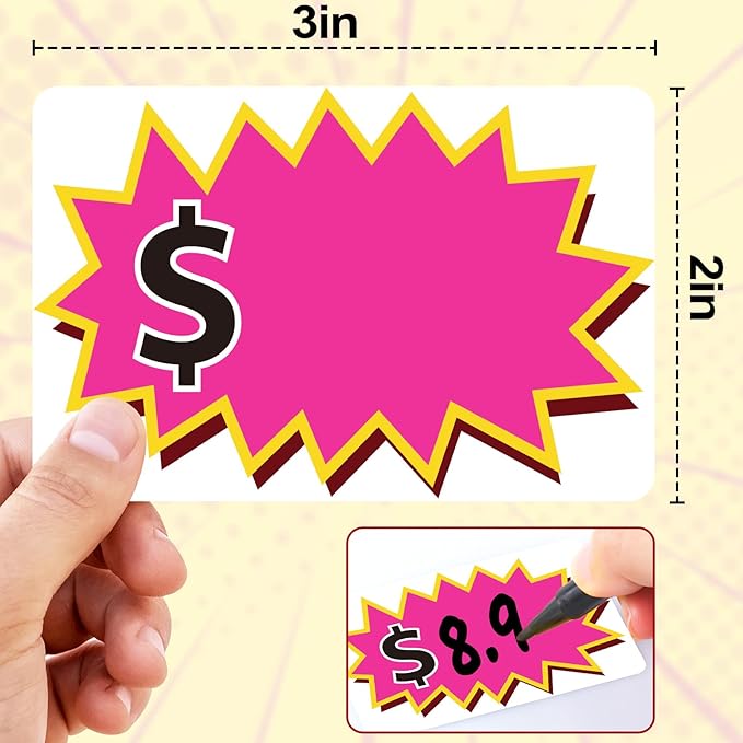 300 Pcs Garage Sale Price Stickers, Removable Adhesive 2"x3" Label Stickers for Yard Sales, Retail & Community Events