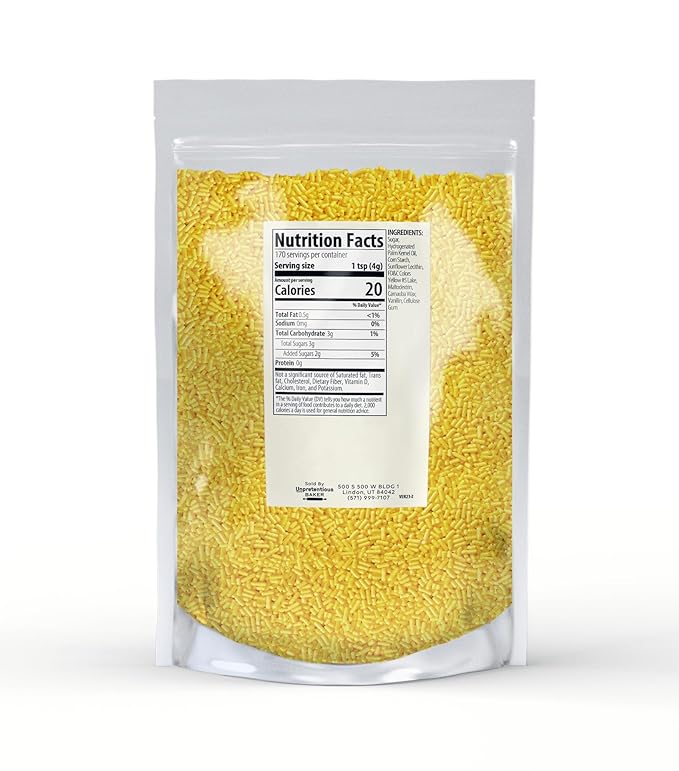 Unpretentious Yellow Sprinkles (1.5 lb) Bright & Colorful Jimmies, Decorative & Fun Topping for Baking