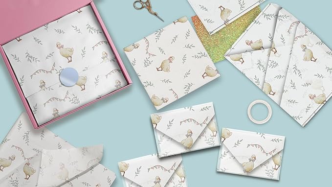 Pro Supply Global Geese Printed Tissue Paper for Gift Bags or Boxes and Wrapping - Baby Shower Bulk Decorative Art Tissue Paper for Packaging and Gifting | 24 Sheets 20" x 30"